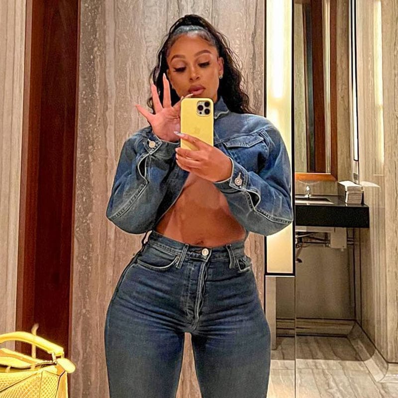 Bomblook K22TP467 2022 new arrivals fashion crop top winter clothes denim jacket woman