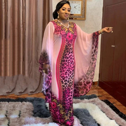 Boubou Africain Femme 2022 African Print Dashiki Clothes Plus Size Women Dress Batwing Sleeve Ankara Dresses Lady Party