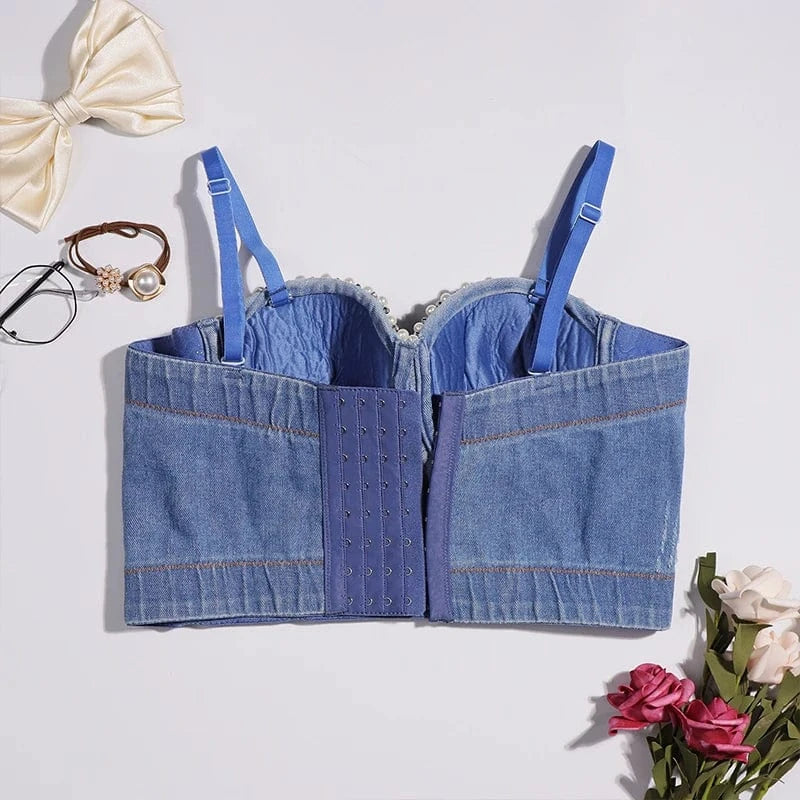 Boutique Customization Washed style Denim corsets top Sling corset tops for women sexy