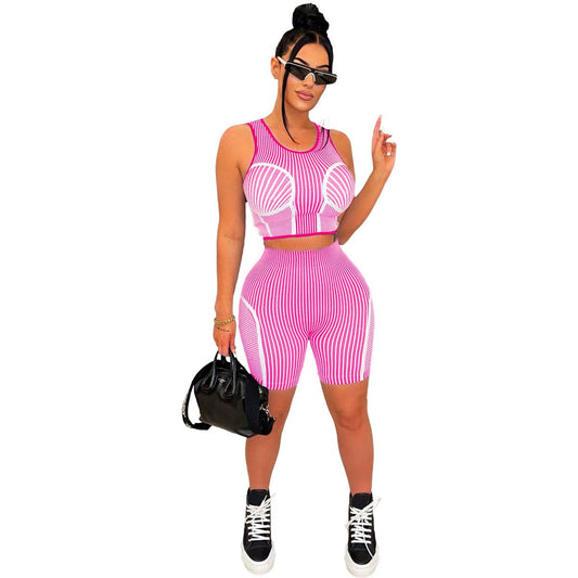 BR3106  New fashion printed slim fit sports vest casual suit