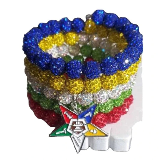Bracelet / adjustable / a wrap Handmade Colored Order of Eastern Star Multicolored Real Stack 10mm Rhinestone Beads Bracelet OES Inspired Wrap Bracelets