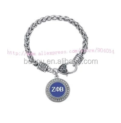 Bracelet / Blue ZETA PHI BETA Sorority Sorority charm Crystal Circle Silver Bracelet Jewelry Rush Gift charm bracelet