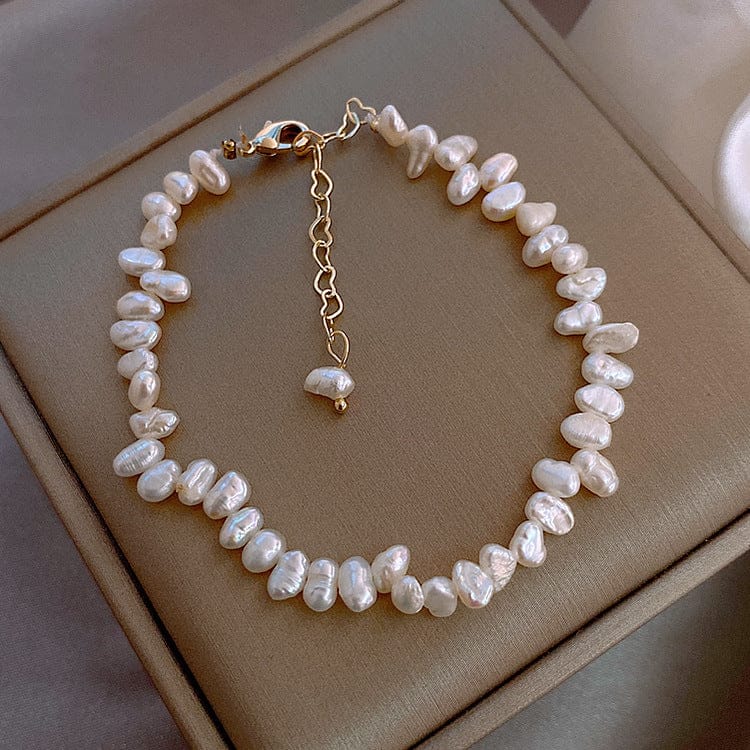 Bracelet LWI60203 Oorbel Ins Hot Selling White Natural Freshwater Bracelet Adjustable Baroque Pearl Beads Bracelets For Party
