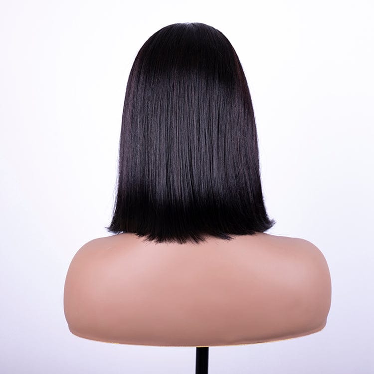 Brazilian virgin remy straight human hair fringe bob style cut wig, 100% natural black short bob wig for black women