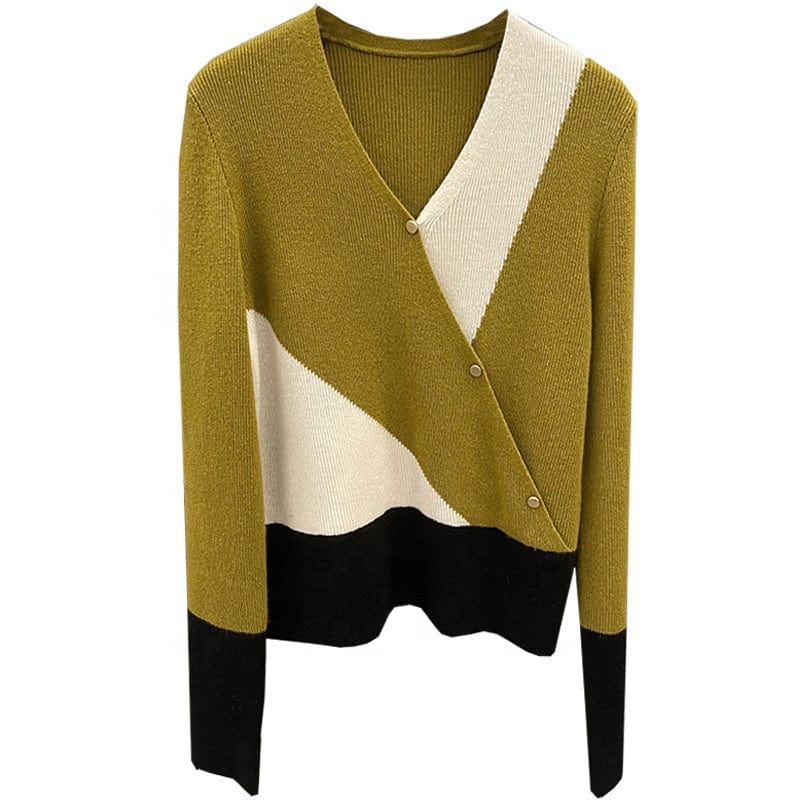 Bright Geometric Elements Color Matching Top Knitwear