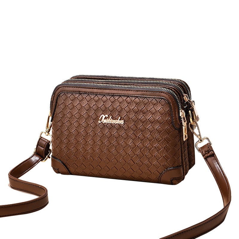 Brown 2022 factory new multi-zipper fashion cross body bag large capacity women bags shoulder bag wholesale 13161