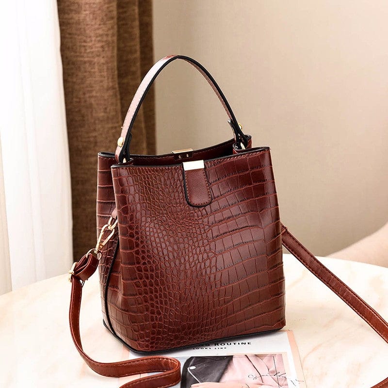 Brown 2022 new Fashion shoulder bags crossbody women bags messenger Lady Alligator Pattern bucket handbags