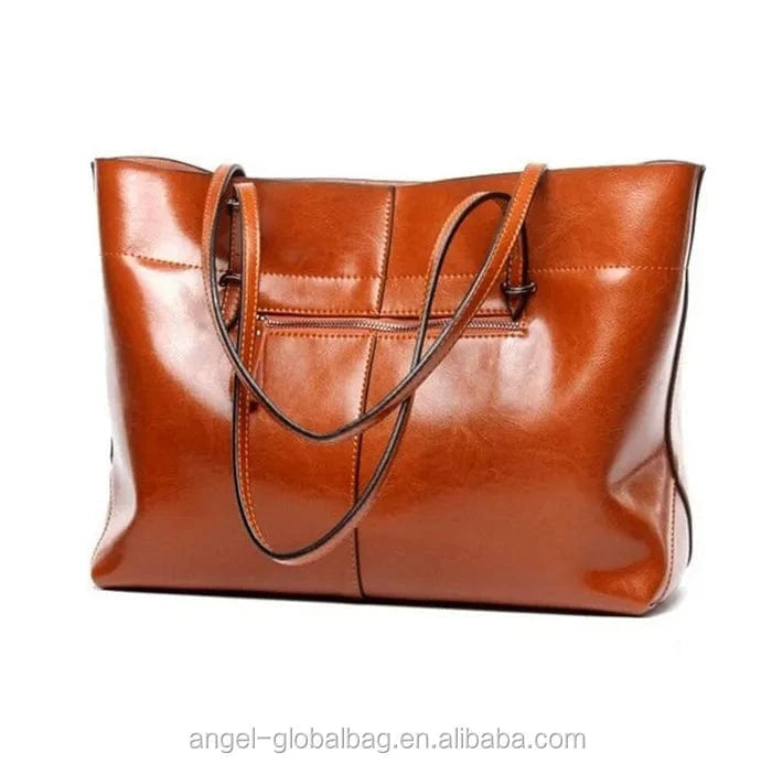 brown-A New arrival big capacity ladies handbag tote genuine leather hand bag for women
