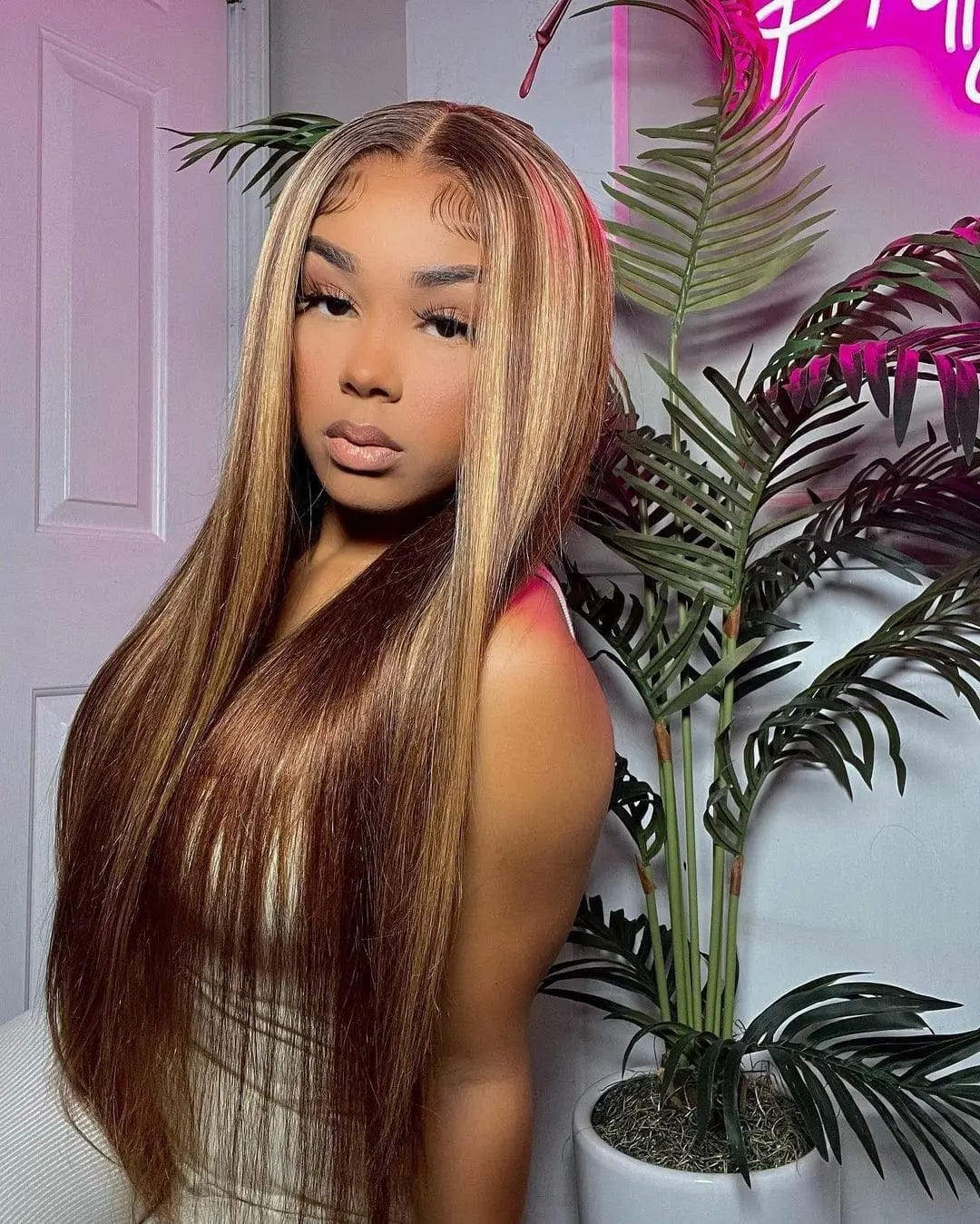 Brown Colored Transparent 13x4 Lace Front Wig