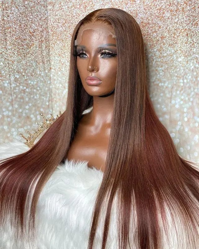 Brown Colored Transparent 13x4 Lace Front Wig