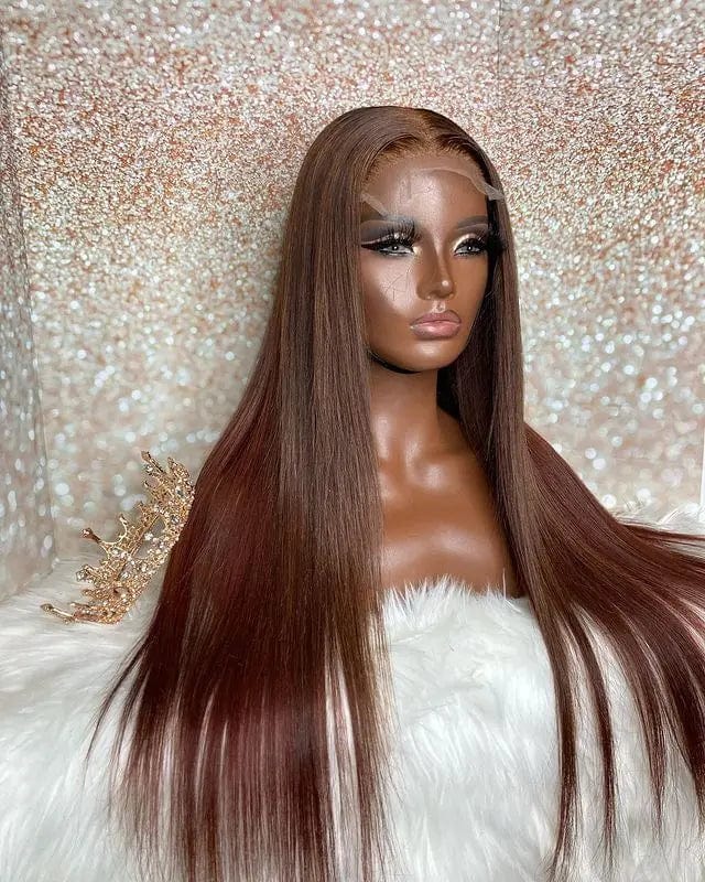Brown Colored Transparent 13x4 Lace Front Wig