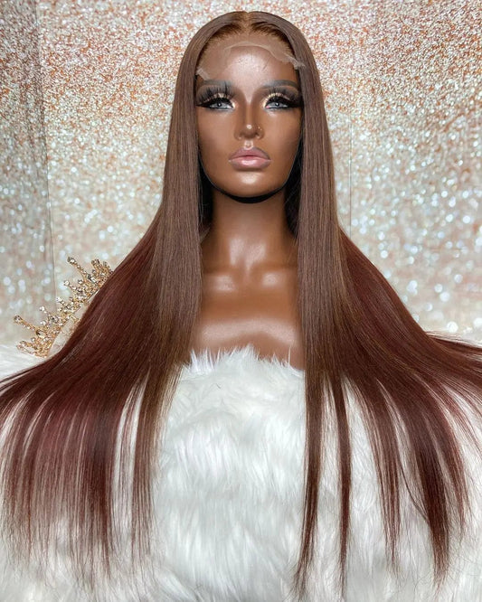 Brown Colored Transparent 13x4 Lace Front Wig