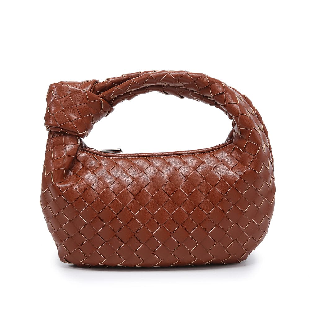 brown Latest fashion Designer pu leather woven shoulder bag women hobo bag for wholesale price