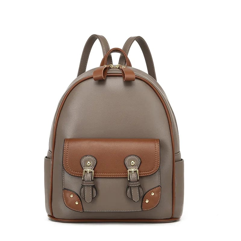 Brown Leather Mini Backpack For Women Small Shoulder Bag Purse Cute School  College Bookbag