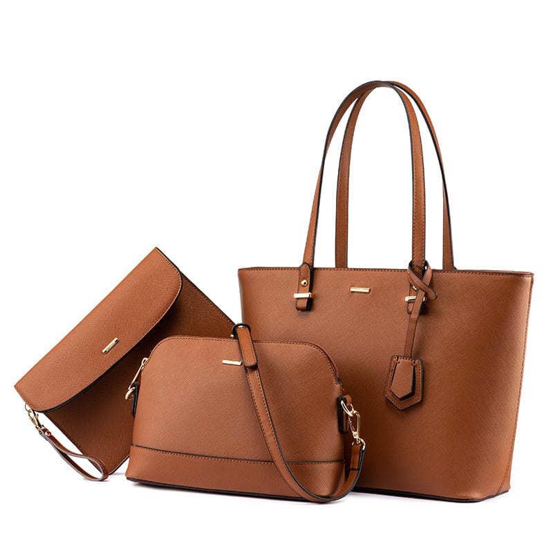 Brown LOVEVOOK & REALER female large tote shoulder handbag laptop bags leather women briefcase.