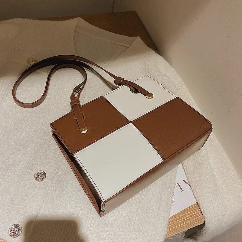 brown M316 Ladies Bag Realer Women PU Leather Handbags Designer 2022 Fashion Patchwork Female Shoulder Bags