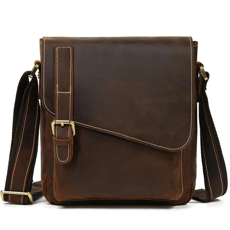 Brown Vintage Leather Shoulder Bag Crossbody Handbag for Men and Women Messenger Bags