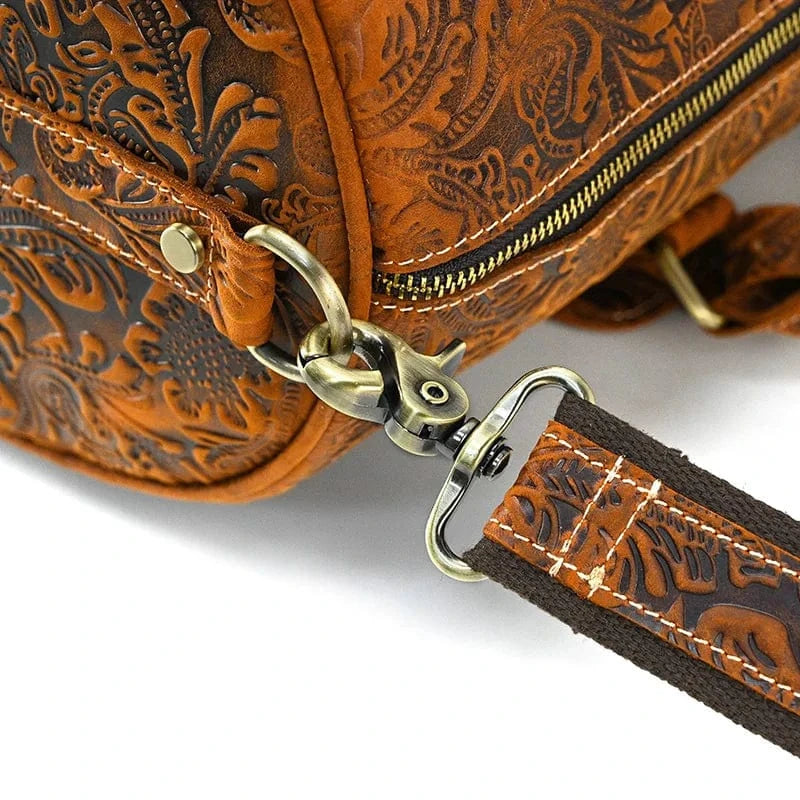 Brown Weekend Travel Leather Duffel  Bag Custom Tote Carryon Luggage Gym Bag for Men