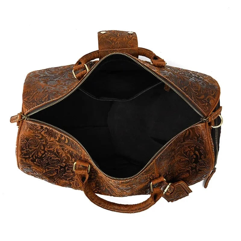 Brown Weekend Travel Leather Duffel  Bag Custom Tote Carryon Luggage Gym Bag for Men