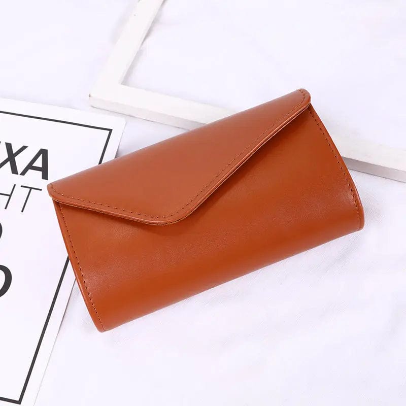 Brown Wholesale PU Leather Clutch Latest Design Simple Fashion One-shoulder Chain Purse Envelope Ladies Purse Evening bag