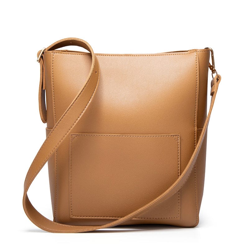 brown Women Handbag Designer Vegan Leather Hobo Handbags Shoulder Bucket Cross-body Purse