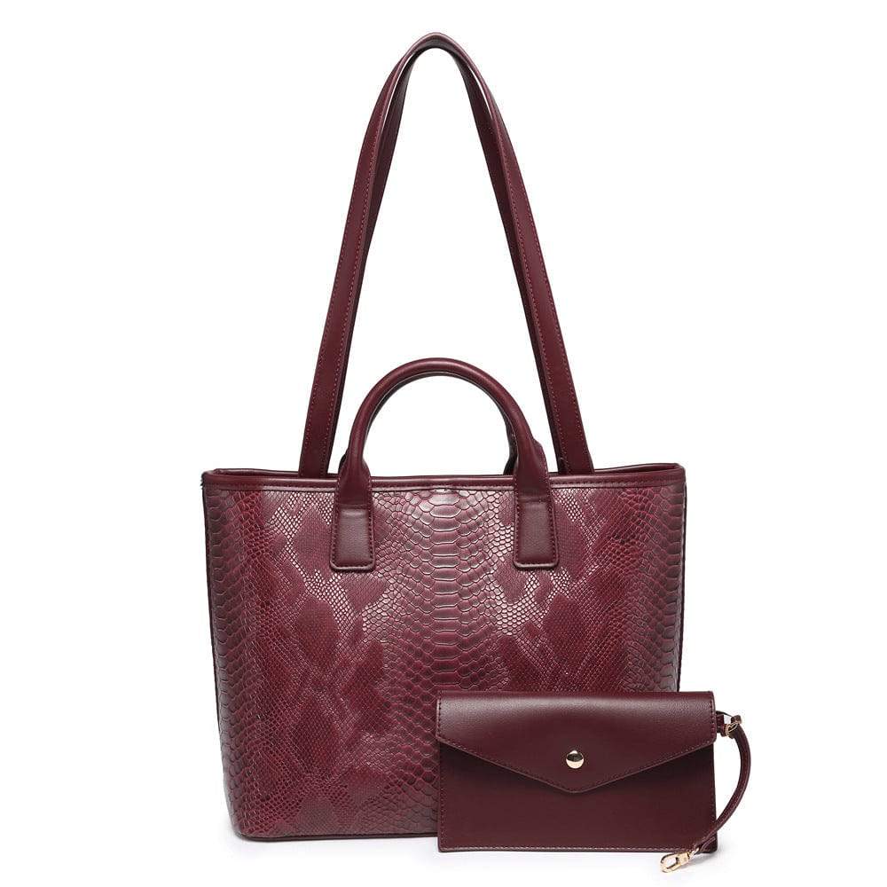 burgandy 2022 New Design Snake Leather Luxury Bags Quality Python Leather Women Tote Bag Custom