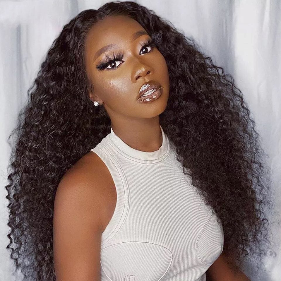 Burmese Raw Virgin Hair Jerry Curly Lace Front Wig Human Hair Deep Part Jerry Curl Weave Short Wig Kinky Curly Wig Lace Front