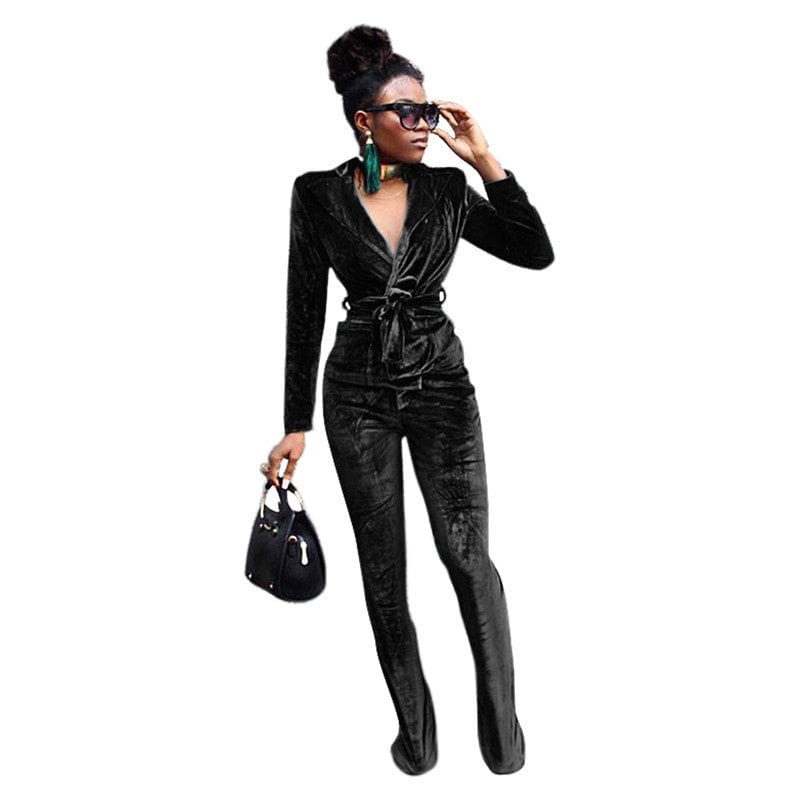 business suit 2023 new arrivals velvet v neck long sleeve shirt and flared pants two piece sweat suits