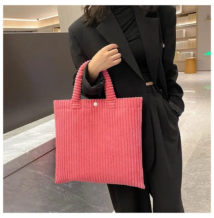 BUSY GIRL LKQ1001 New Design Large Capacity Corduroy Bag Women's Shoulder Bag Texture Portable Tote Bag