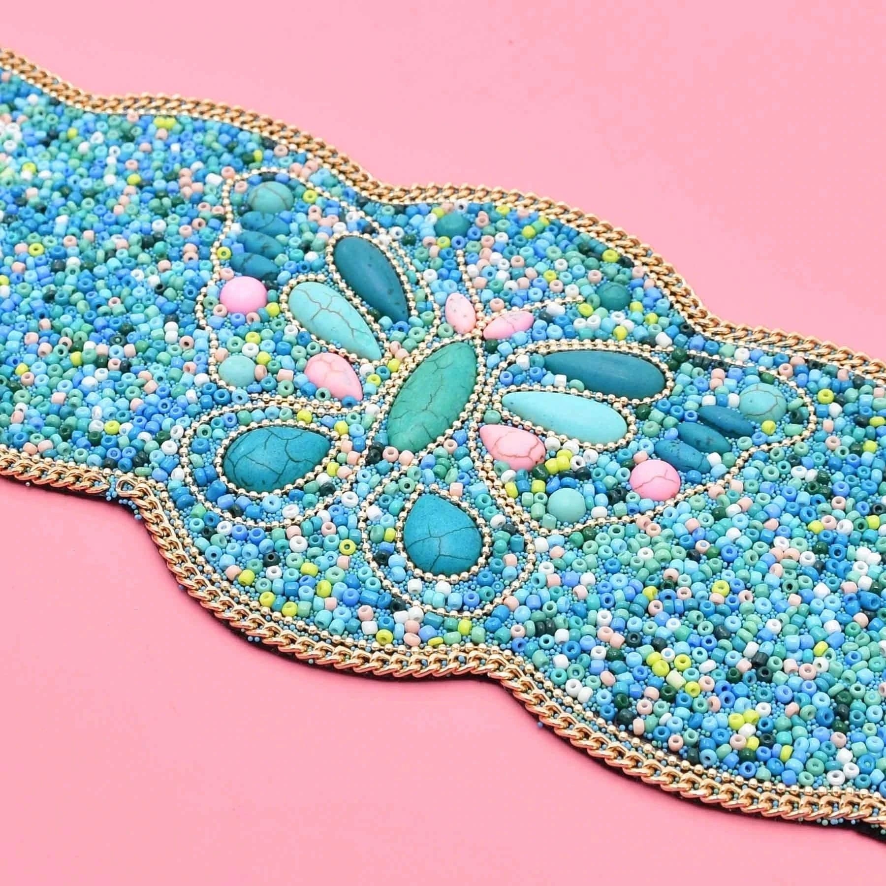 Butterfly Women Belt Ethnic Bead Statement Wide Elastic Turkish Charms Body Jewlery