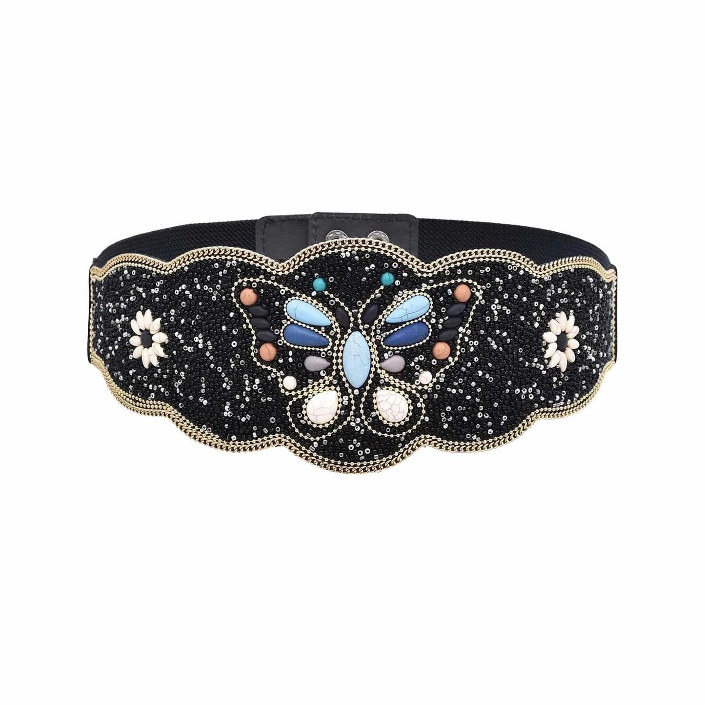 Butterfly Women Belt Ethnic Bead Statement Wide Elastic Turkish Charms Body Jewlery