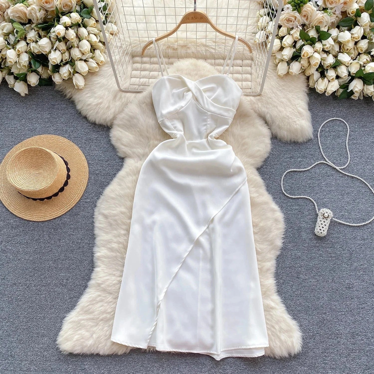 C Female Kink Slim Design Sense Waist Chic Small Temperament Long Dress