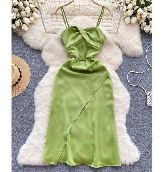 C Female Kink Slim Design Sense Waist Chic Small Temperament Long Dress