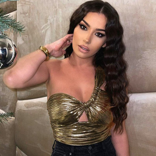 C0017 Spring 2023 New Solid Tank Top Sexy Open Umbilical Pleated Women's Vest