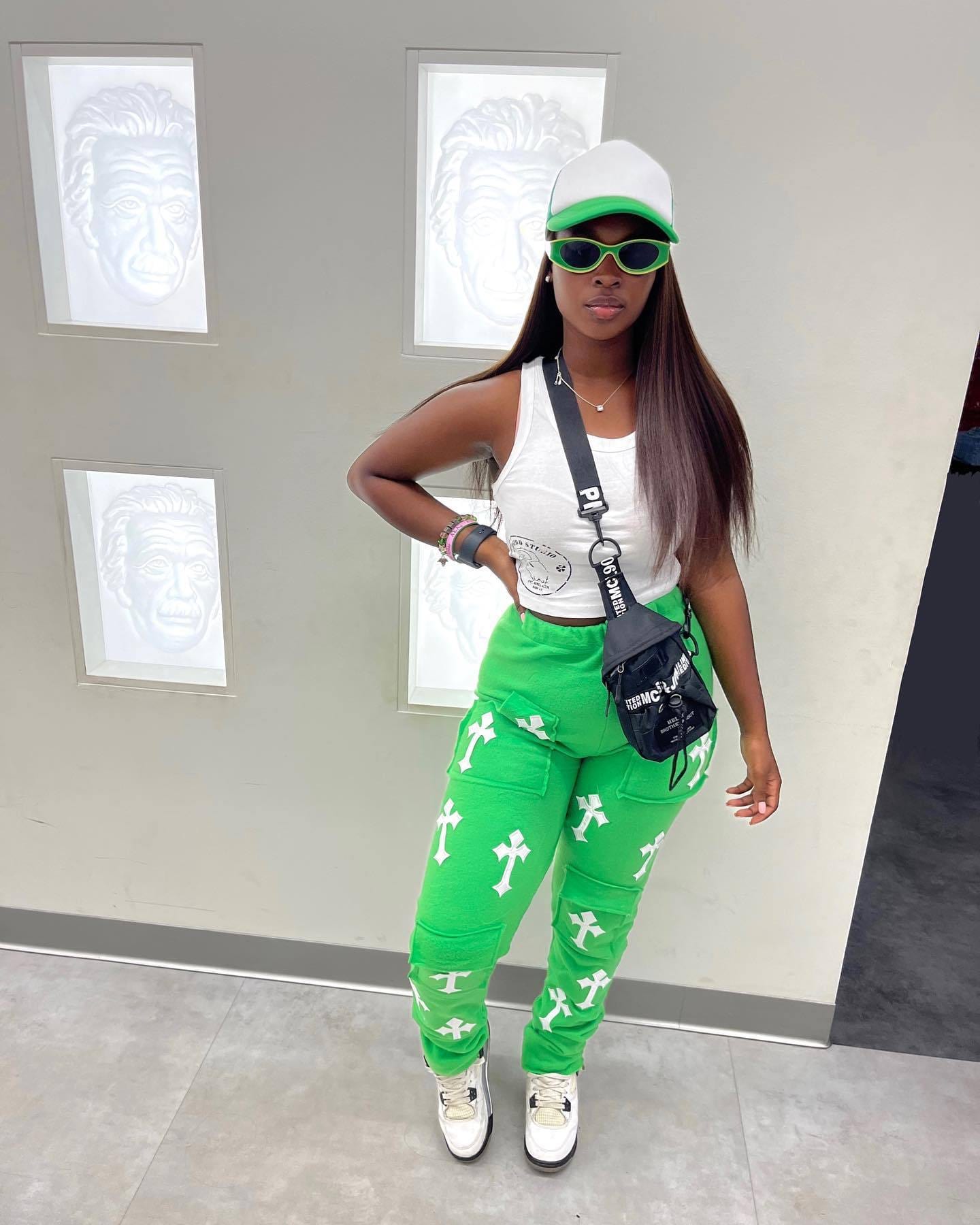 C0091 Spring 2023 New Cross Solid Pocket High Waist Work Casual Trousers for Women