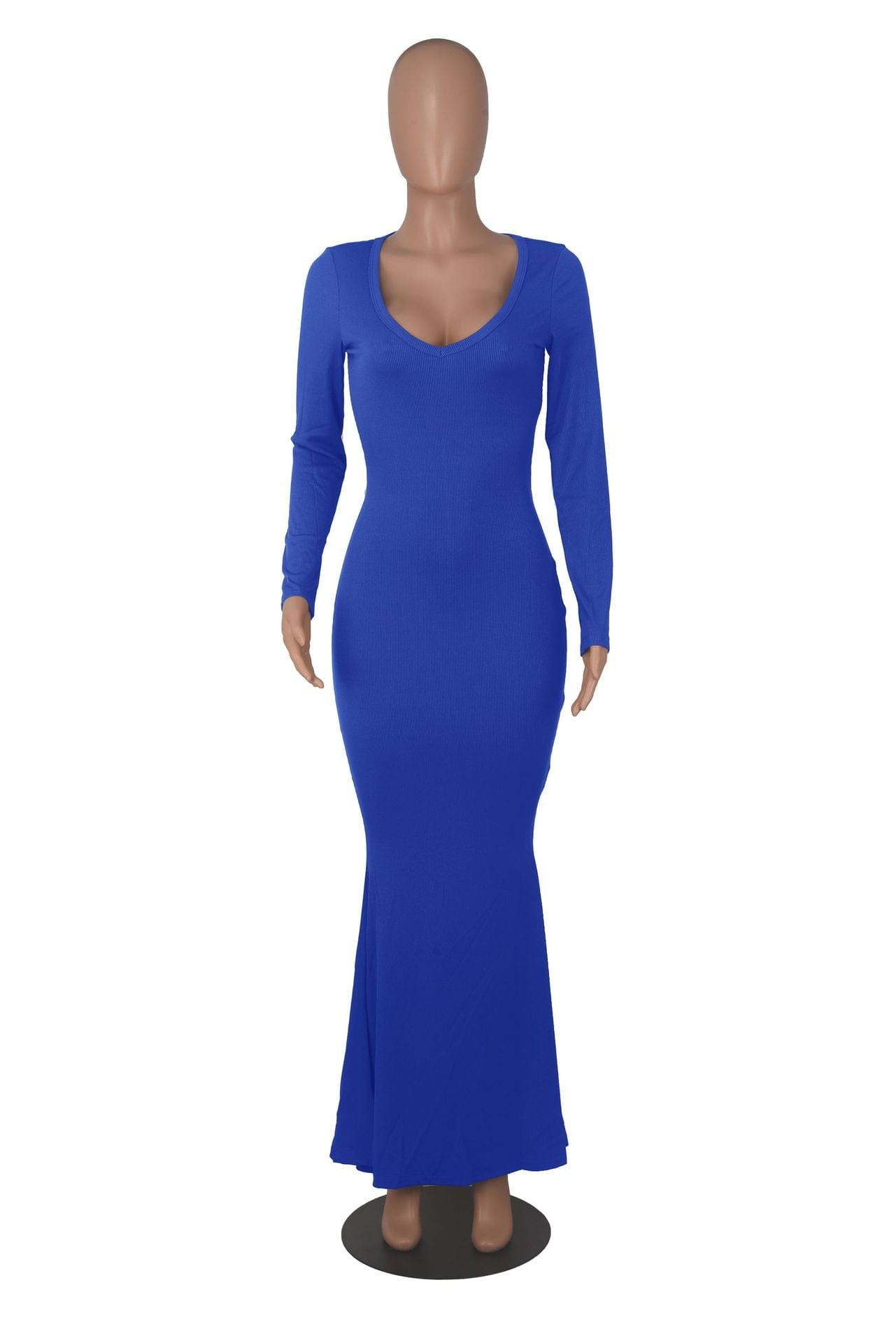 C1003TA66 Wholesale Price Solid Color V- Neck Long  Sleeve Casual Dress Women Sehe Fashion