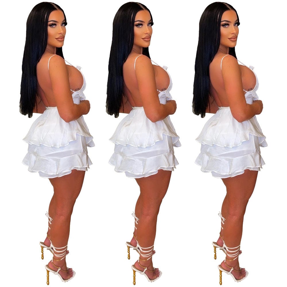 C1101TA95 Wholesale Sexy Backless Solid Color Ruffles Sling Rompers For Women Sehe Fashion