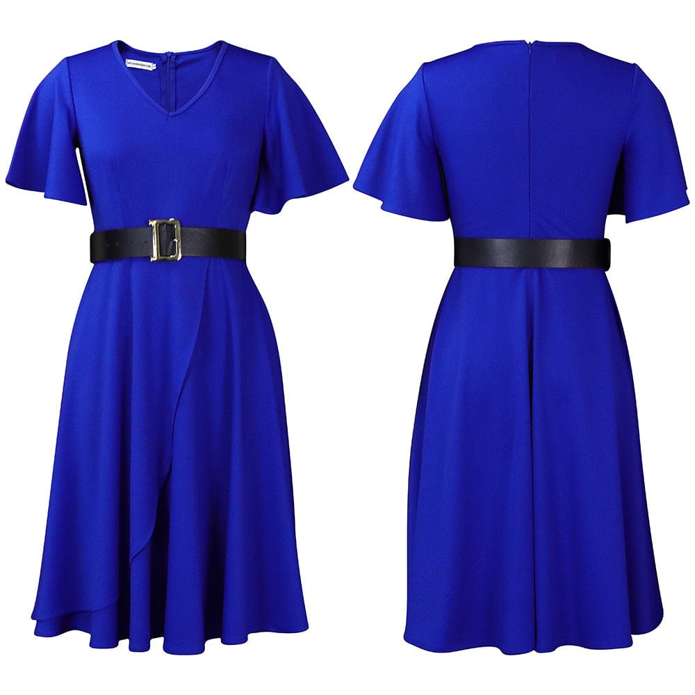 C1102ME77 New Arrival Casual Solid Color Pleated A-Line Dress Women With Belt Sehe Fashion