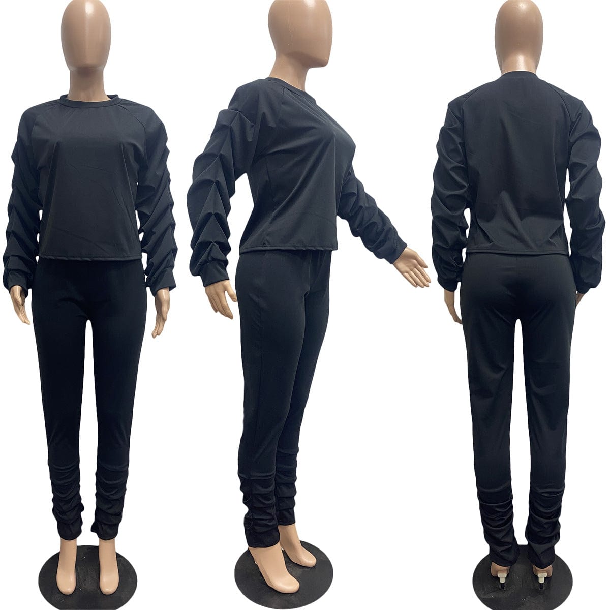 C1102TA6 High Quality Casual Solid Color Pleated Two Piece Pants Set Women Sehe Fashion
