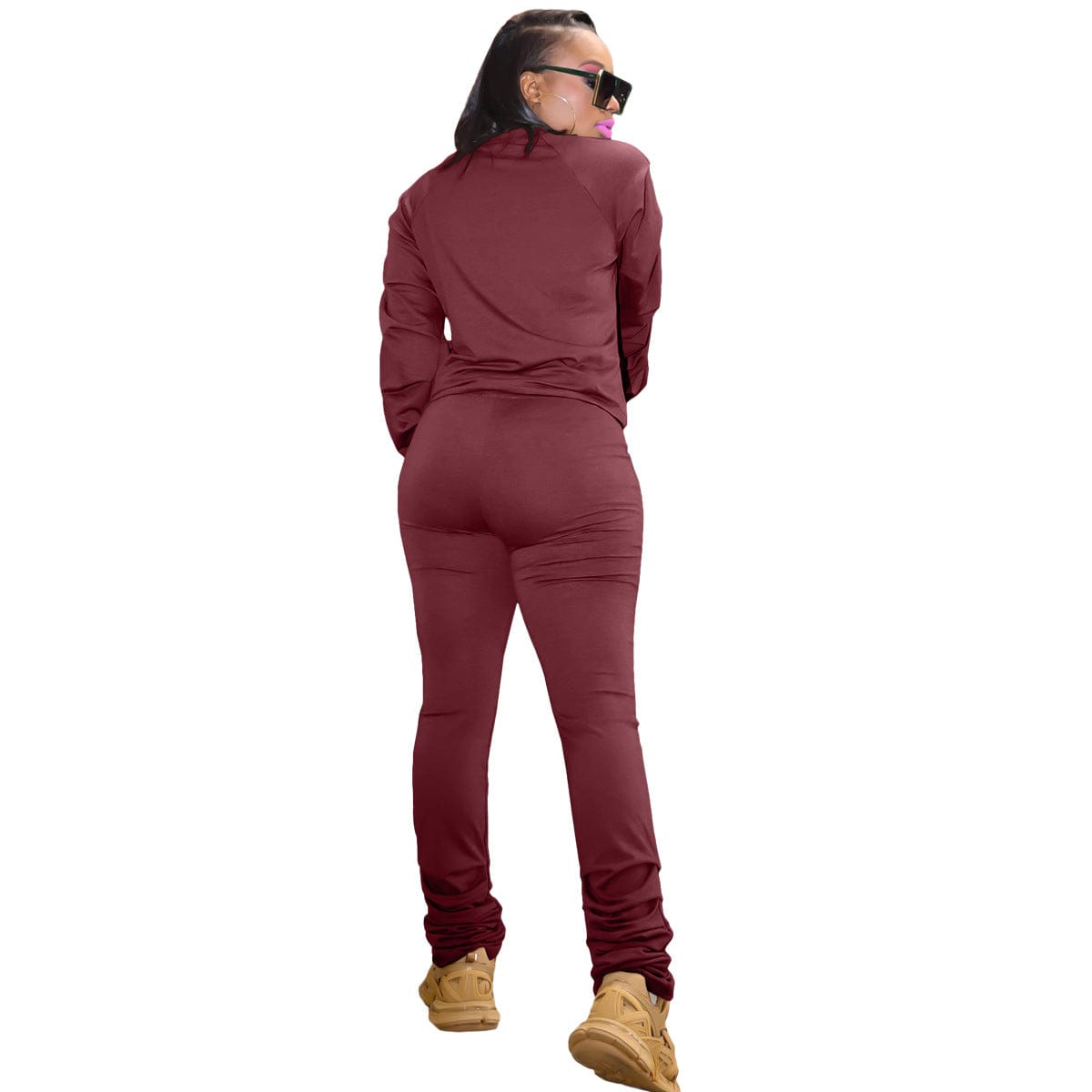 C1102TA6 High Quality Casual Solid Color Pleated Two Piece Pants Set Women Sehe Fashion