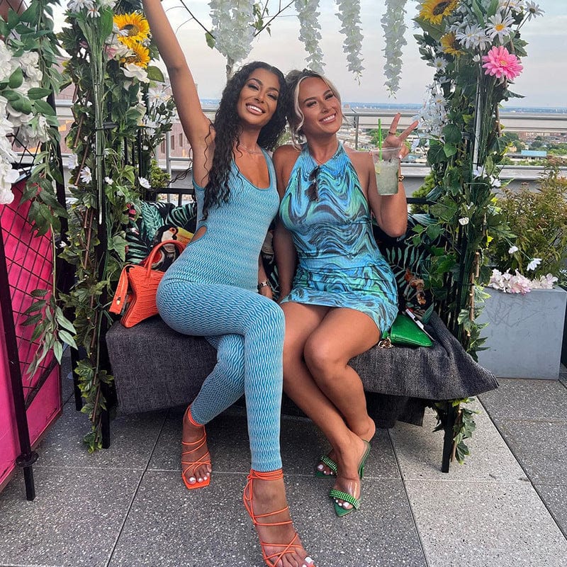 C1636 2022 New Digital Printing Sleeveless Hollow out Tight Yoga Workout Jumpsuit for Women