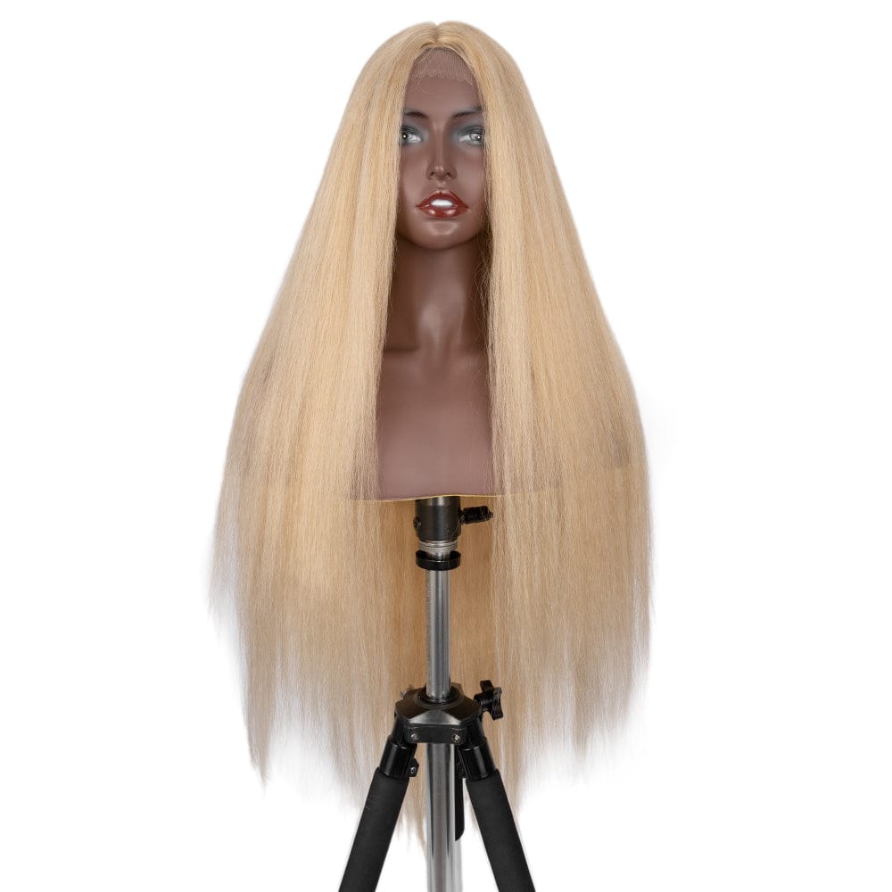 C86D Super Long and Soft Silky Straight Ombre Heat Resistance Synthetic Lace Front Wig Blonde Synthetic Wig For Black Women