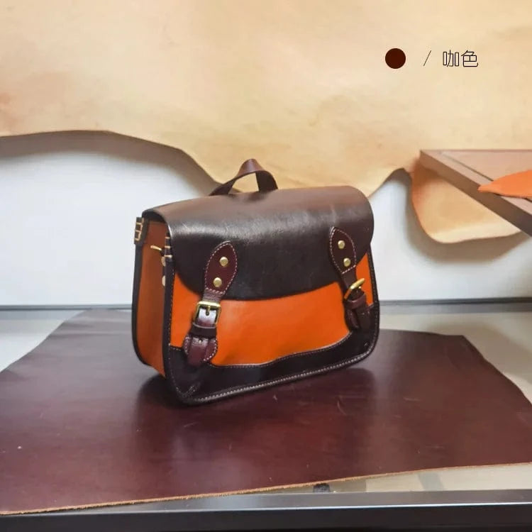 caffe Custom Wholesale Vintage Messenger Bag Genuine Leather Casual Messenger Bag For Women