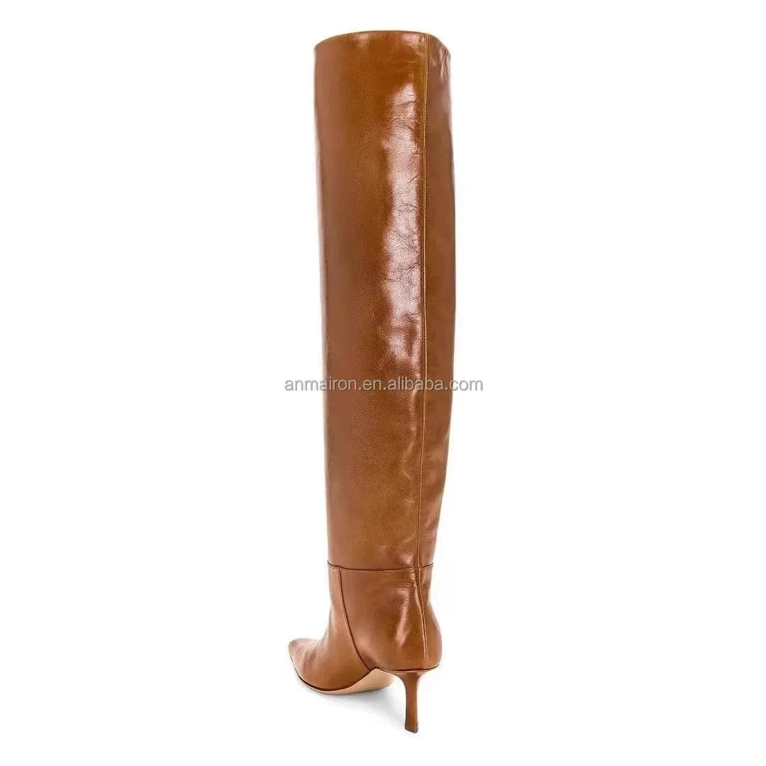 Camel Black low heel boots women's new pu leather boots for women