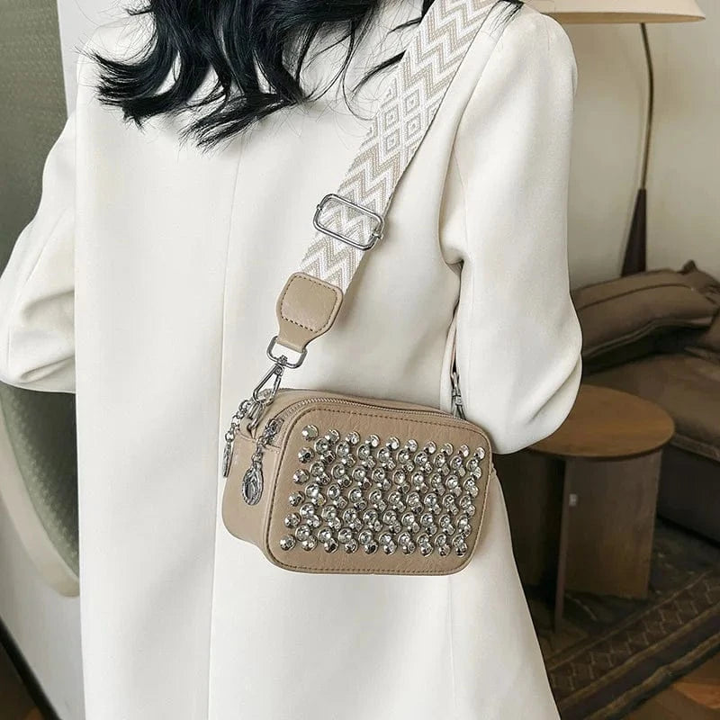 Camera Shaped Trend Rivets Rhinestone Square Bag Chain Shoulder Bag Luxury Design Shoulder Crossbody Bag Diamond Coin Purse