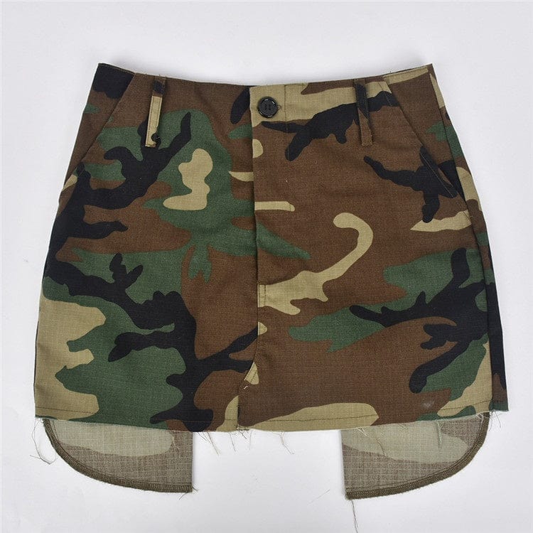 Camouflage Slim Skirt Women Summer Sexy Hip Package Pockets Army Green Casual Skirts