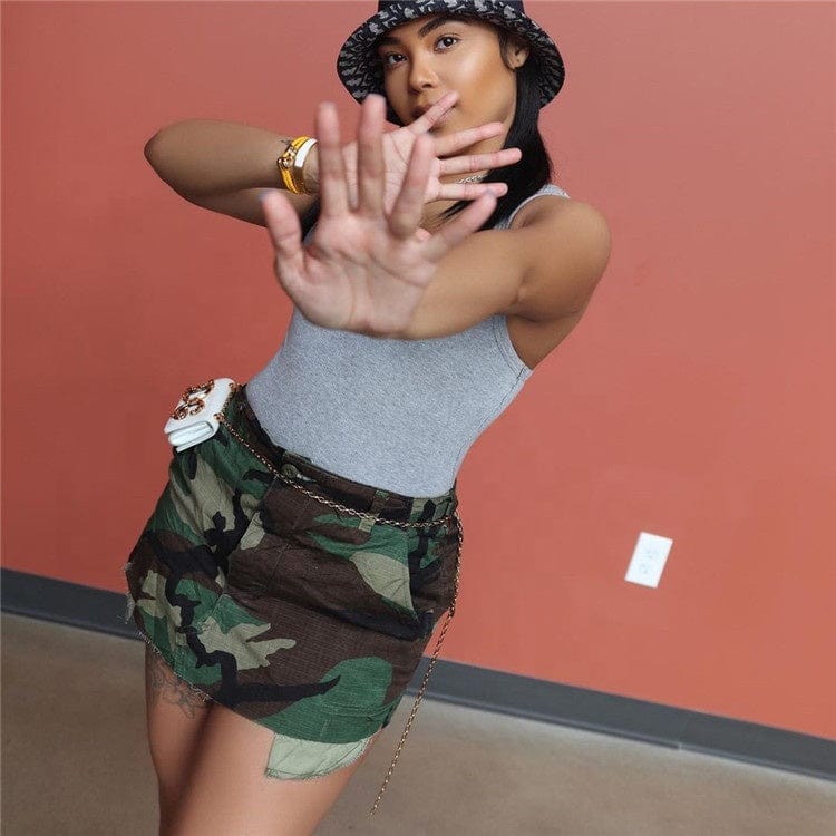 Camouflage Slim Skirt Women Summer Sexy Hip Package Pockets Army Green Casual Skirts