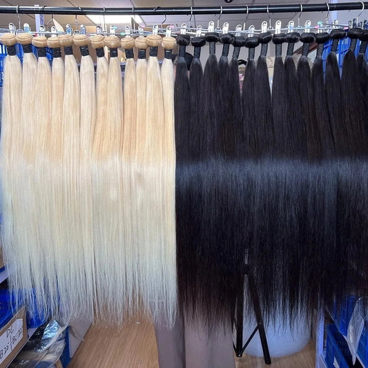 Can dyed Can bleached Top Grade Brazilian Virgin Hair Extensions Straight Body Wave Blonde Color 613 thick end for black women