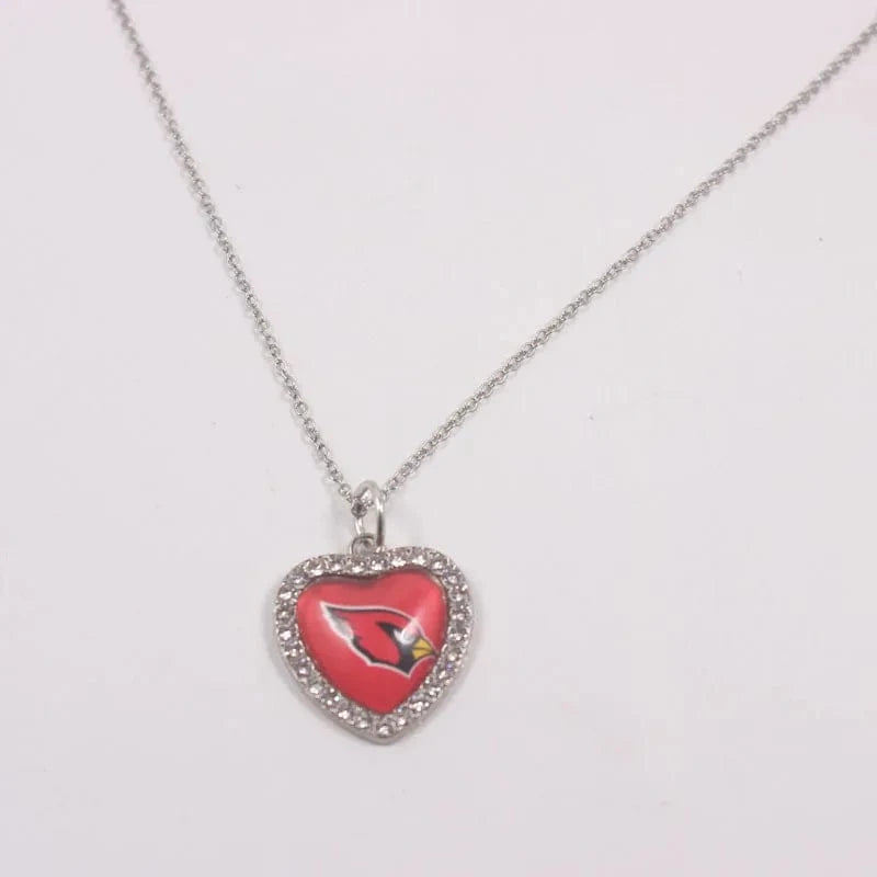 cardinals New Arrival 32 designs rhinestone heart American football pendant charms accessories stainless steel necklace heart necklace