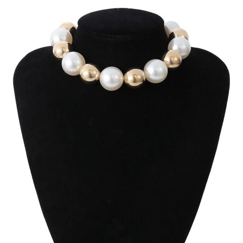 CARTER LISA High Quality Punk Cuban Resin Chunky Chain Baroque White Pearl Big Beaded Link Necklace